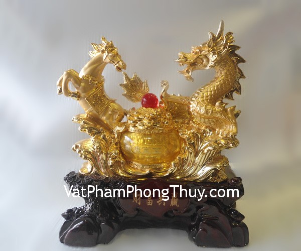 A150 Long ma 3 Hong Kong feng shui gold dragon horse A150